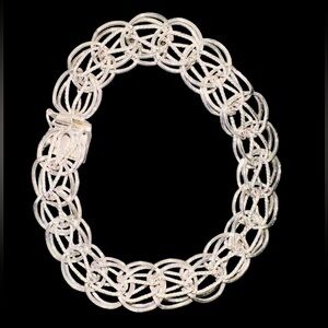 Chic .925 Silver wide Chain charm Bracelet 7-1/2
